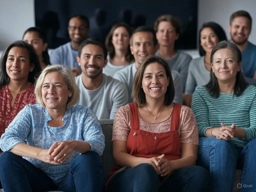 IPTV Subs: Your Complete Guide to Streaming with Smarters Elite IPTV in 2025 3 Group of people on a couch smiling, watching iptv subs on a large TV in a living room.